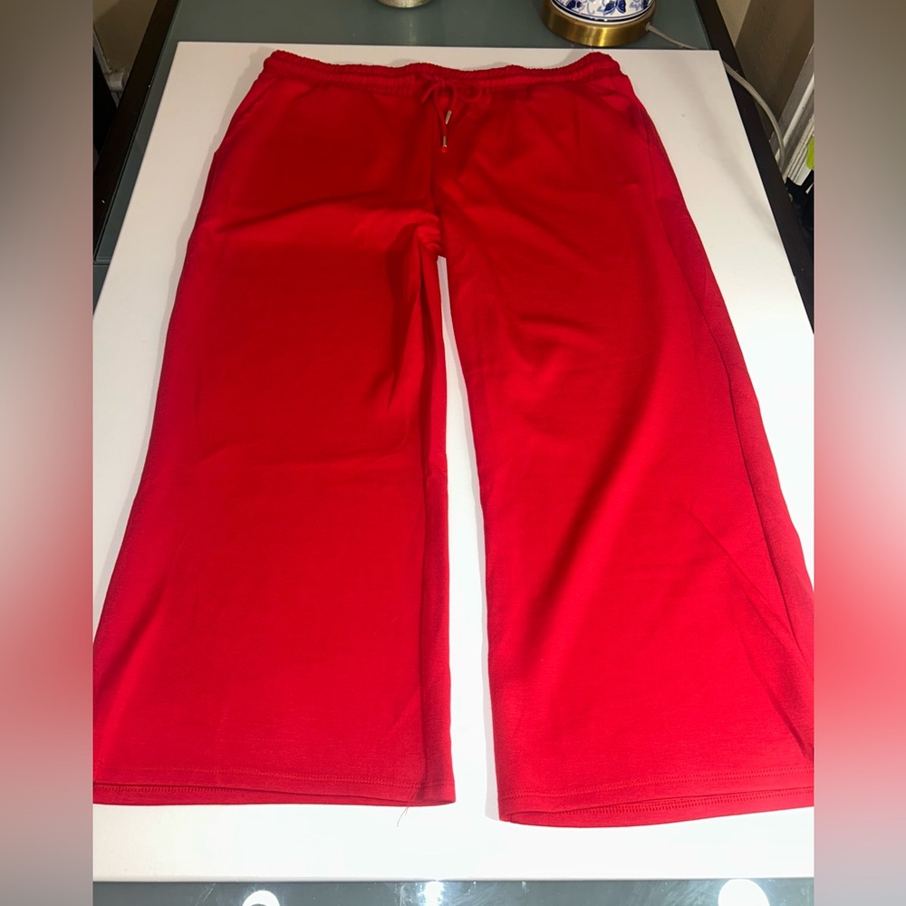 Scoop Women's Ultimate Scubaknit Cropped Sweatpants Size XL Red Drawstring - Picture 6 of 15